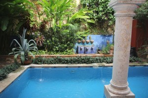 Pool and fountains at Keith's house