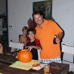 Kurt helping Bruno with his pumpkin. No... I am not a pumpkin!