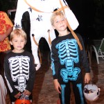 Evan and Noah with mummy pinata