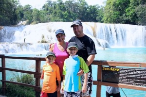 Great family picture at the base of the falls