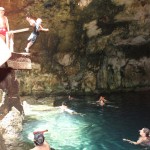 Noah jumping at first cenote