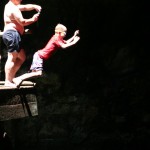 Evan 'launching' atfirst cenote